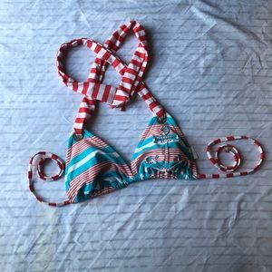 Nautical Anchor Striped Bikini Top